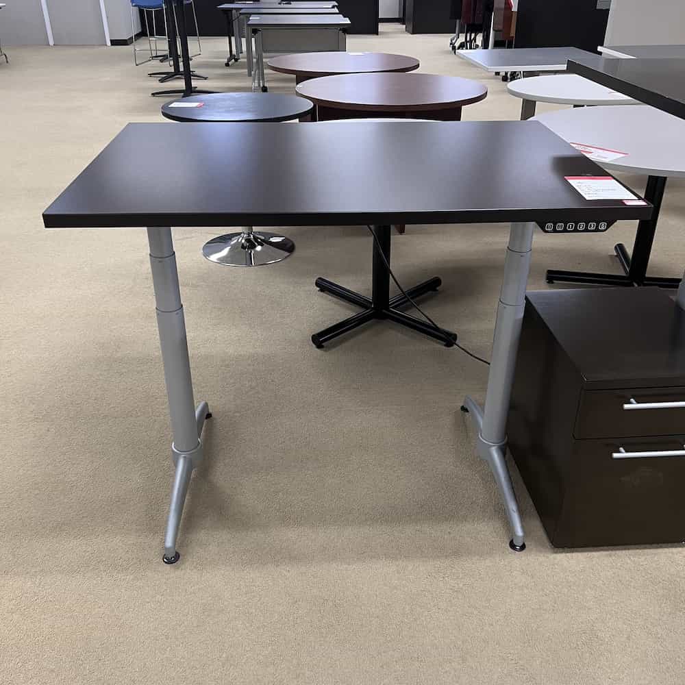 espresso laminate ofs height adjustable desk with grey metal desk programmable