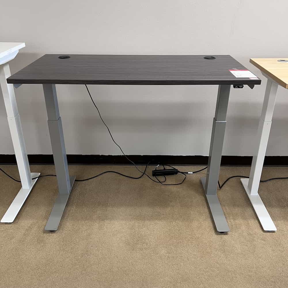 grey laminate height adjustable desk 48x24 with grey legs