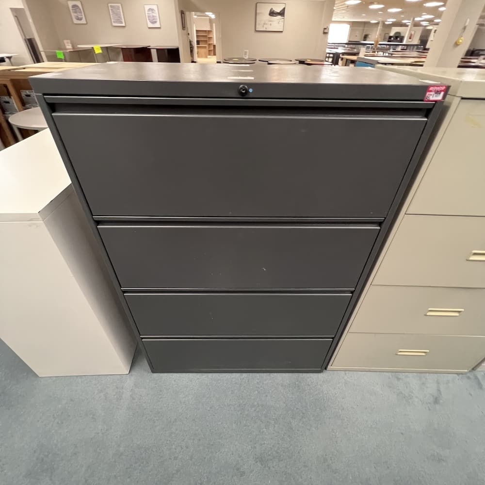 grey metal lateral file 4 drawer cabinet used office furniture storage solutions
