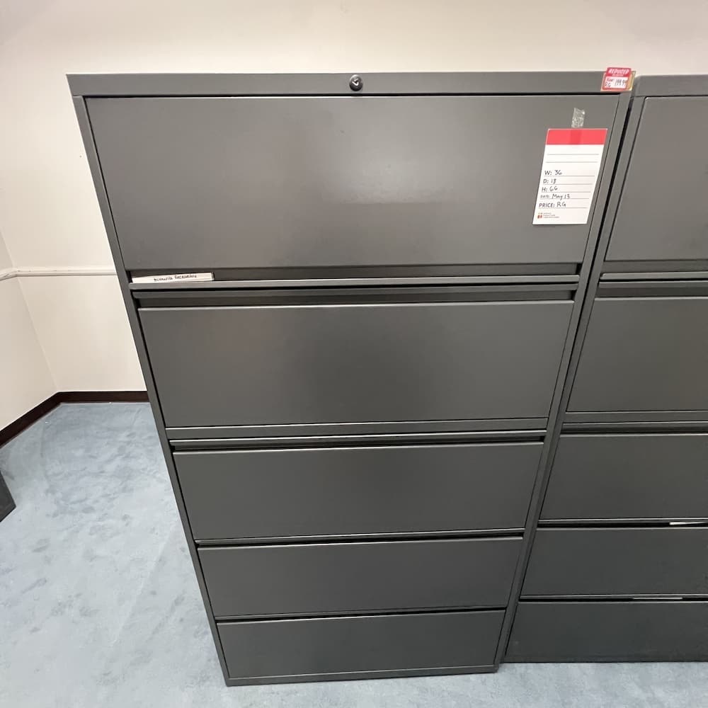 grey metal lateral file 5 drawer cabinet used office furniture storage solutions