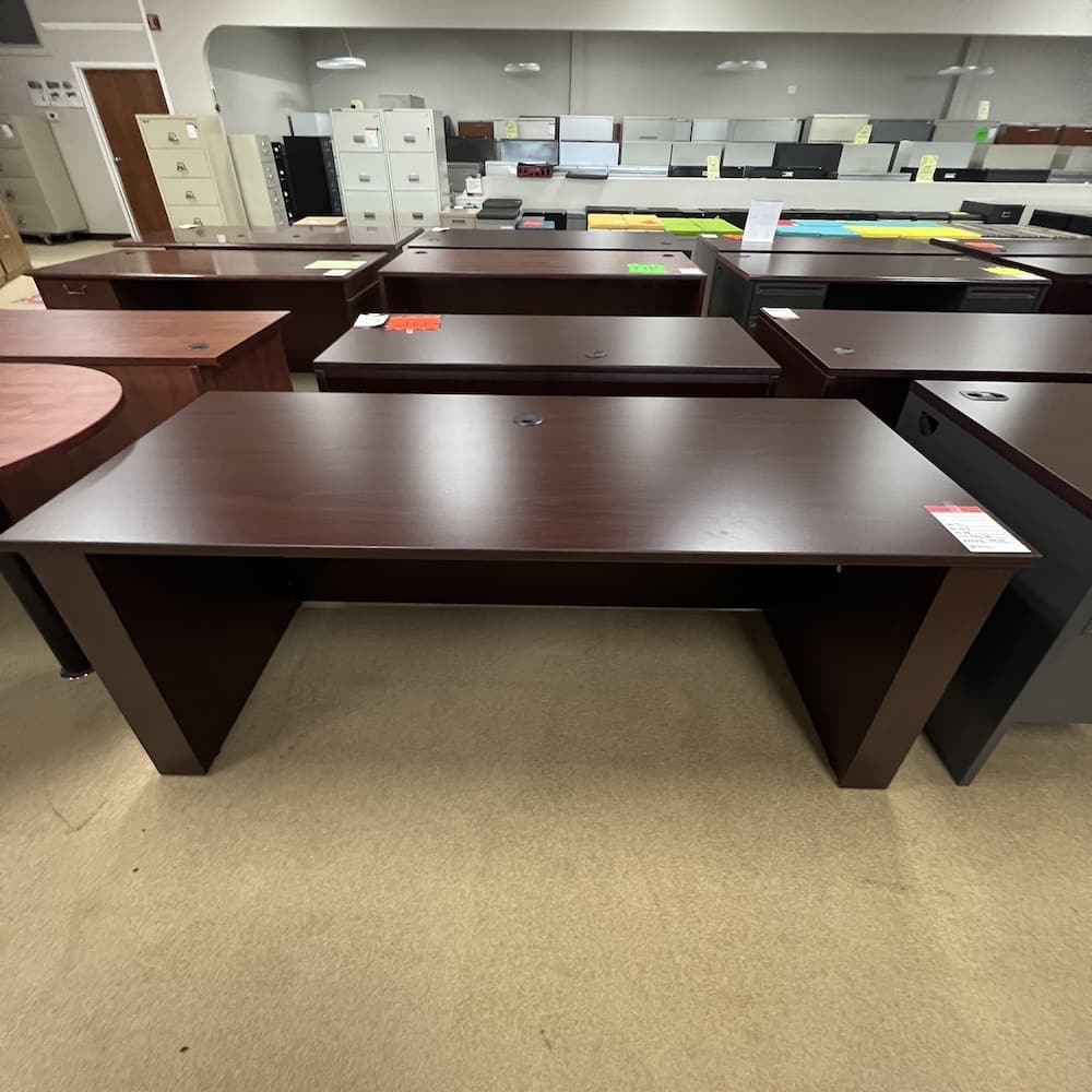 mahogany desk shell with thick sides, used office furniture, laminate