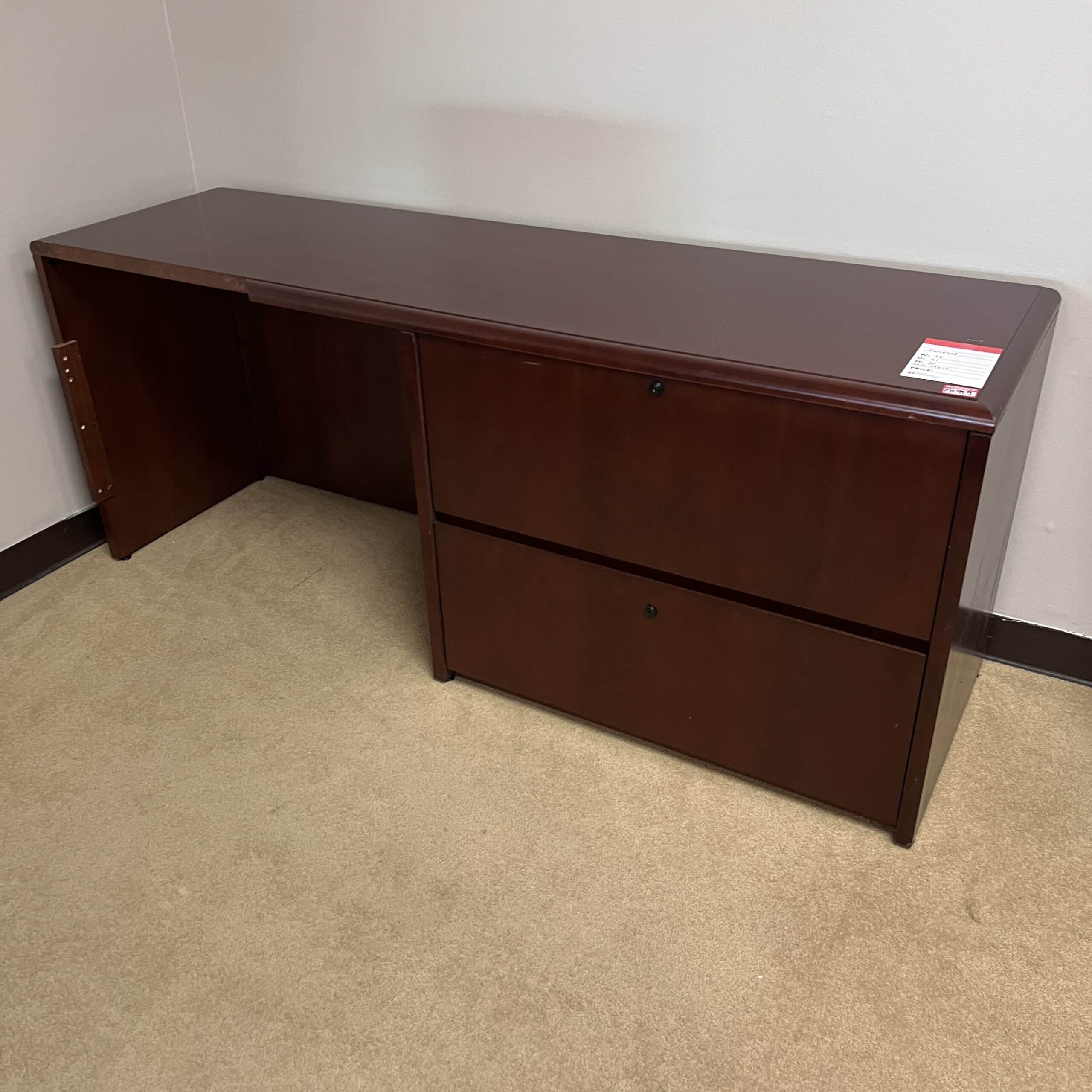 mahogany credenza desk with 2 drawer lateral veneer wood