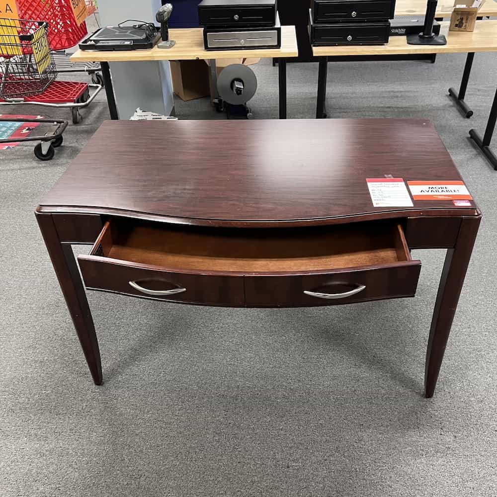 mahogany veneer writing desk with one drawer