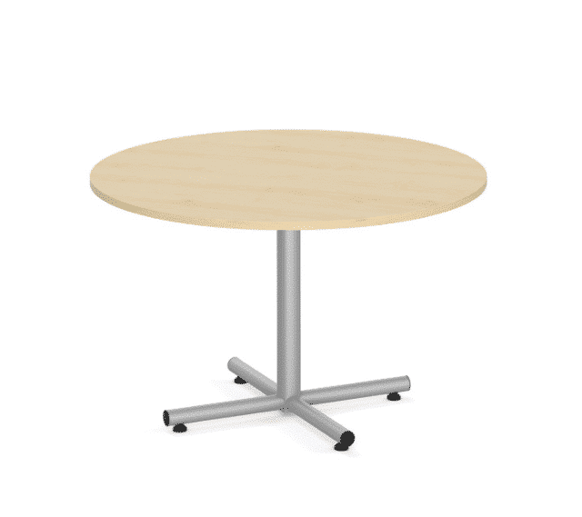 round 48" laminate break room table new, with metal x base