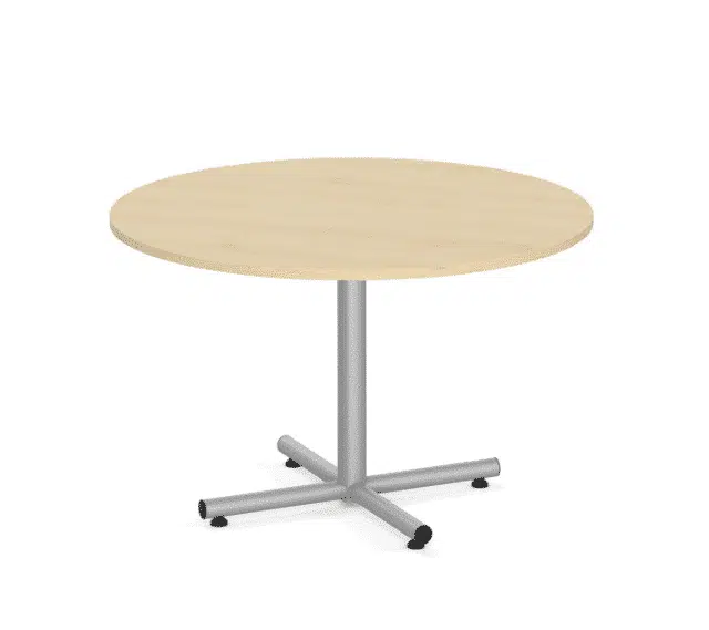 round 48" laminate break room table new, with metal x base