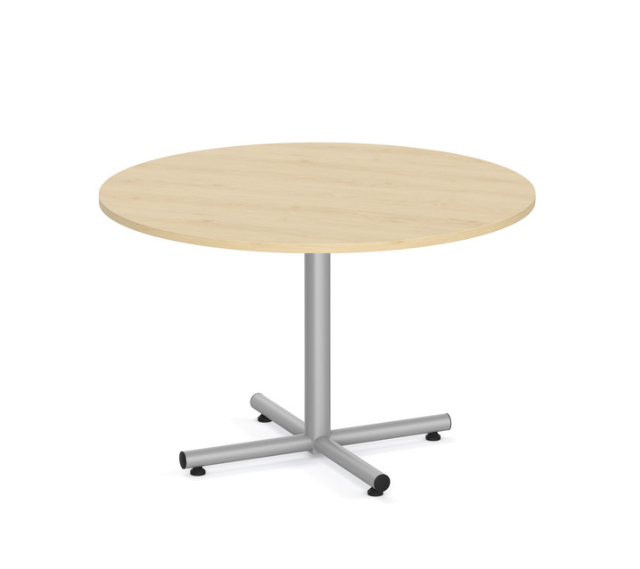 New - 48" Round Laminate Break Room Table with Metal Cross Base, Various Colors
