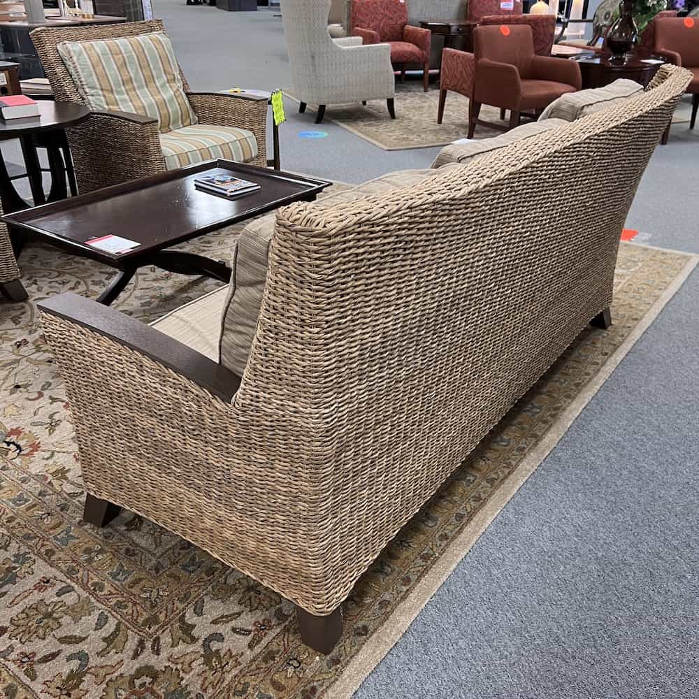 rattan tan upholstery sofa couch patio indoor outdoor