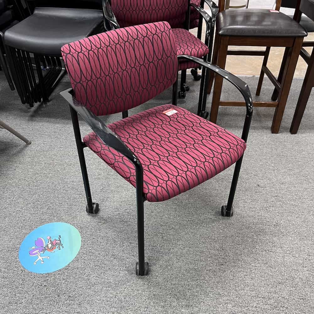Steelcase Player Burgandy and Black Rolling Stacking Chair Office