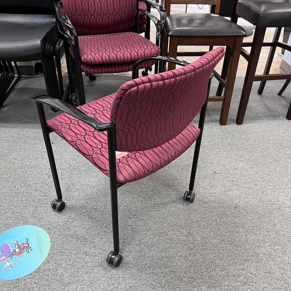 burgundy and black rolling stacking chair steelcase player