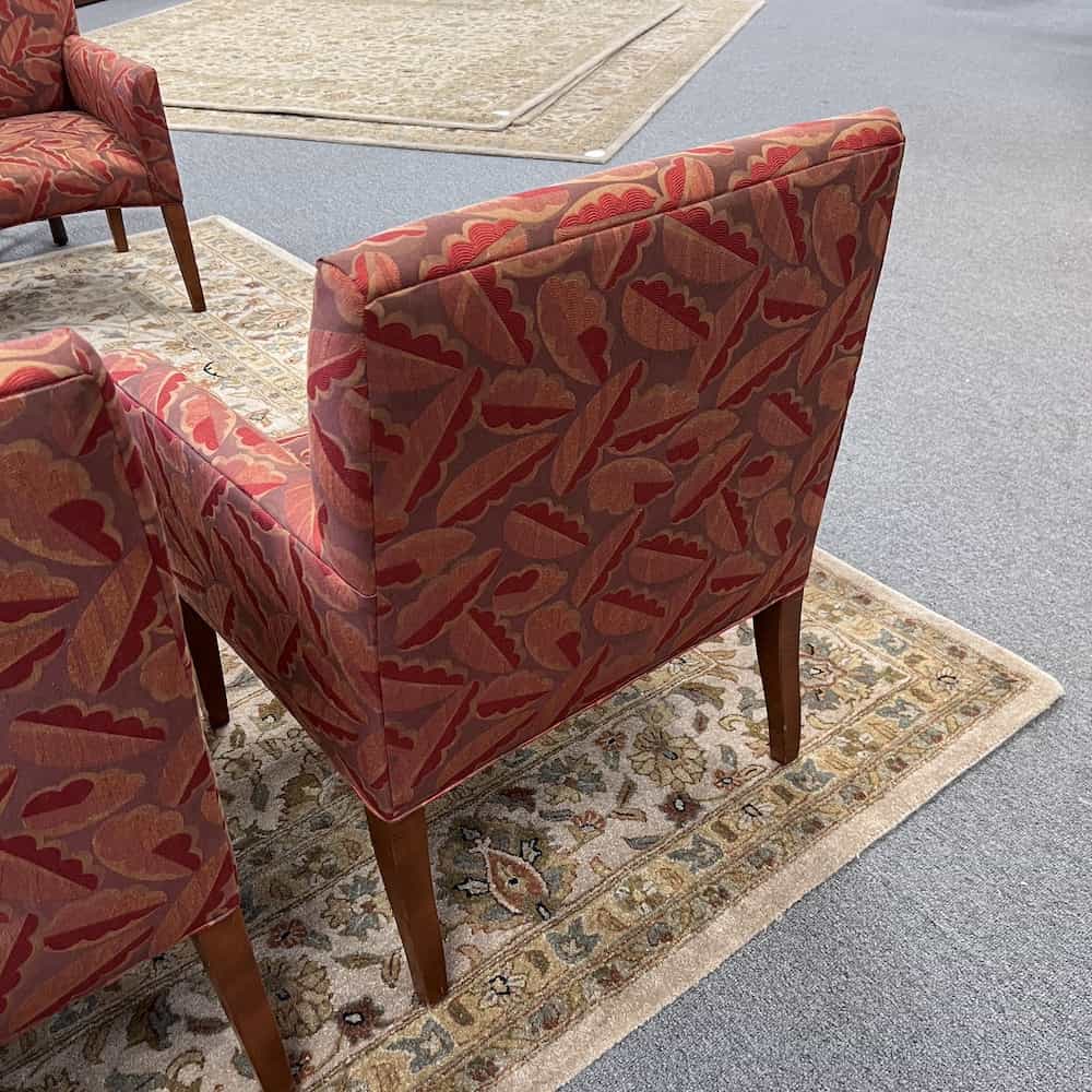 used mark david arm chair red leaves upholstery lounge