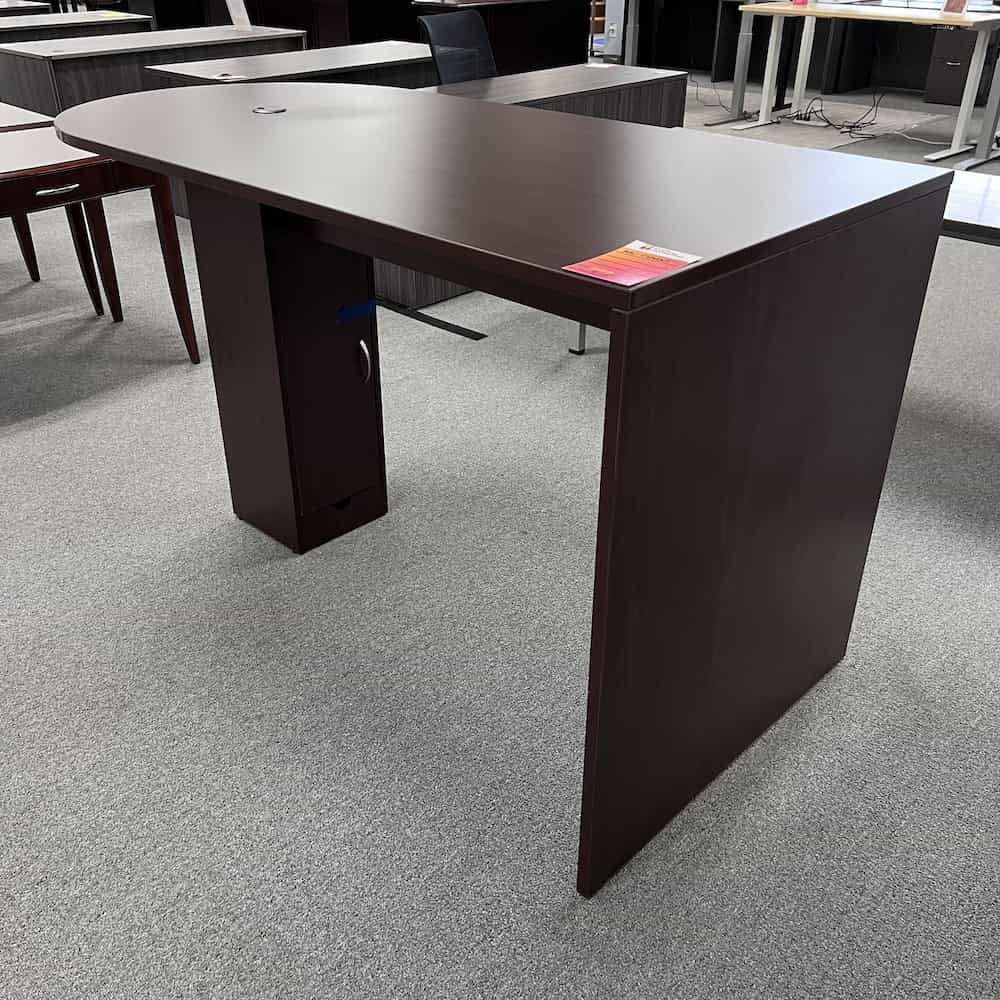 mahogany bullet nose collaboration table bar height with cabinet