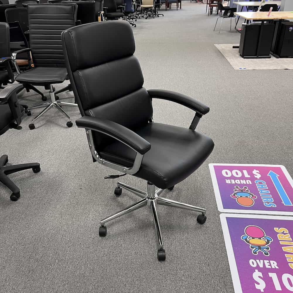 black vinyl with chrome arms and base executive chair