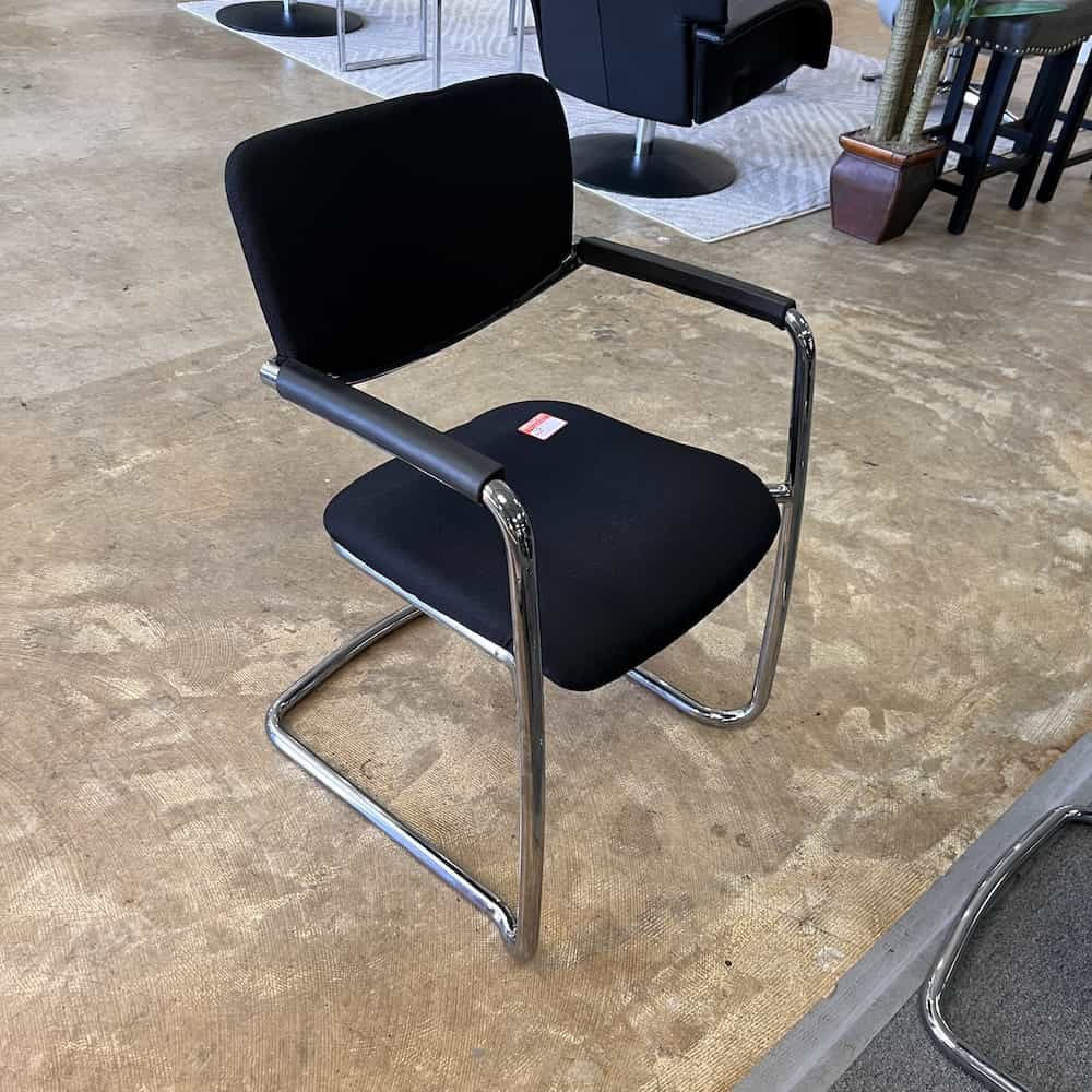 black zody side chair guest seating used silver modern