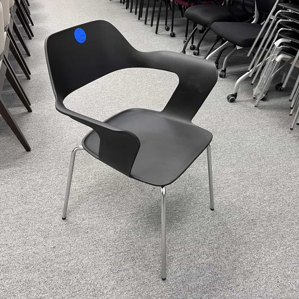 black seat mid century modern chrome legs