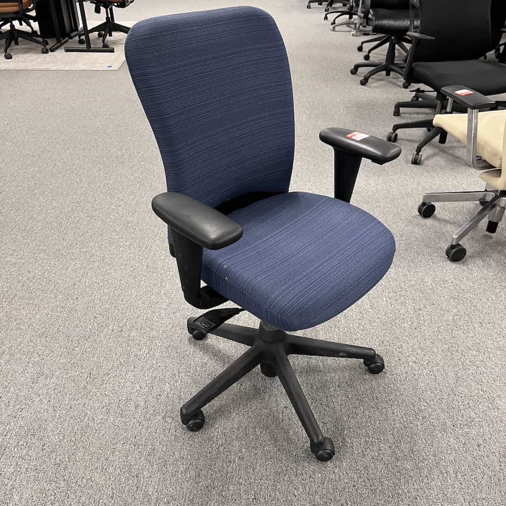 haworth look task chair, front, blue and black