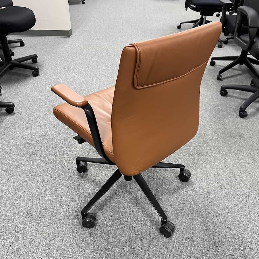leather chair tan with black base, bernhardt brand conference