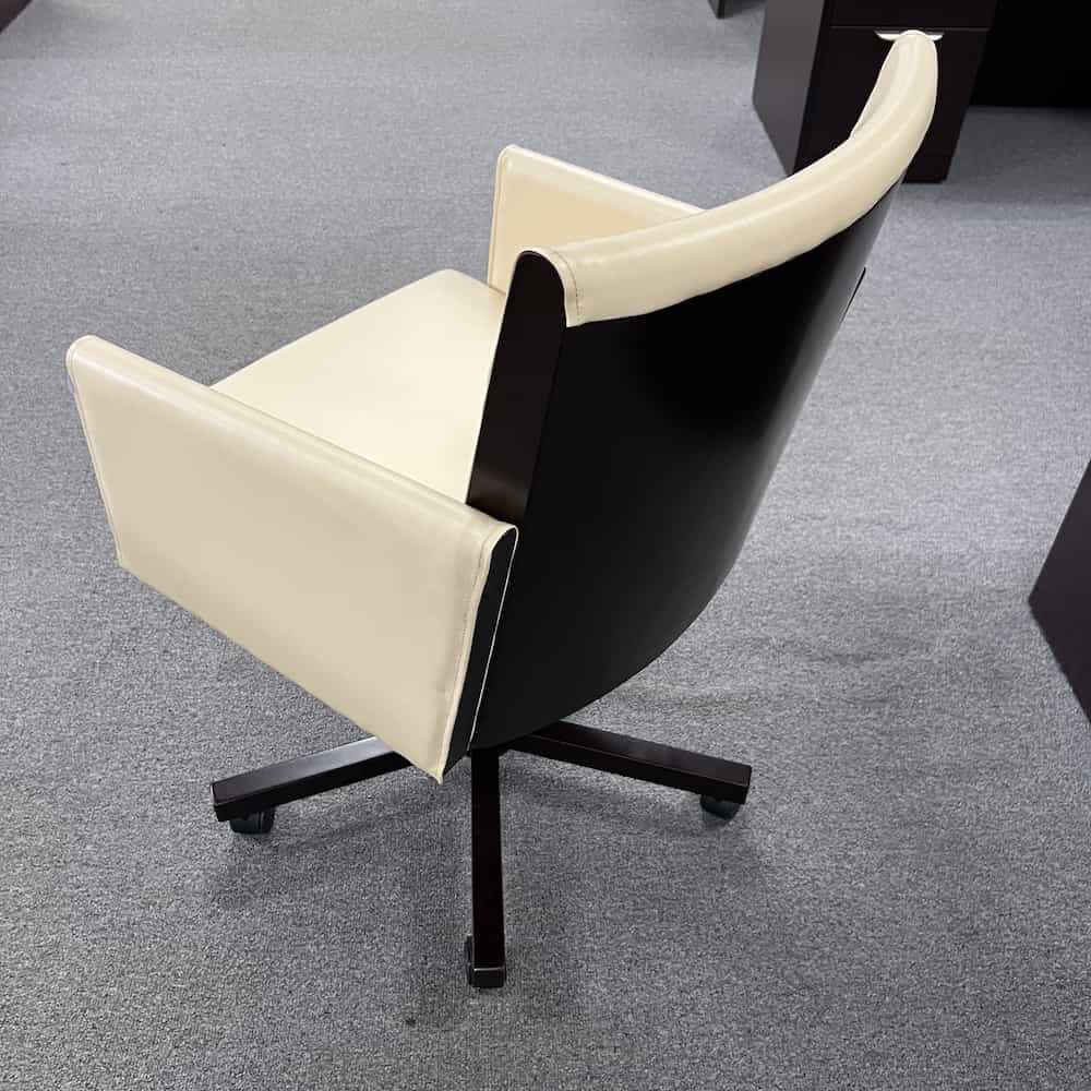 cream white modern arm chair for the office, espresso veneer base