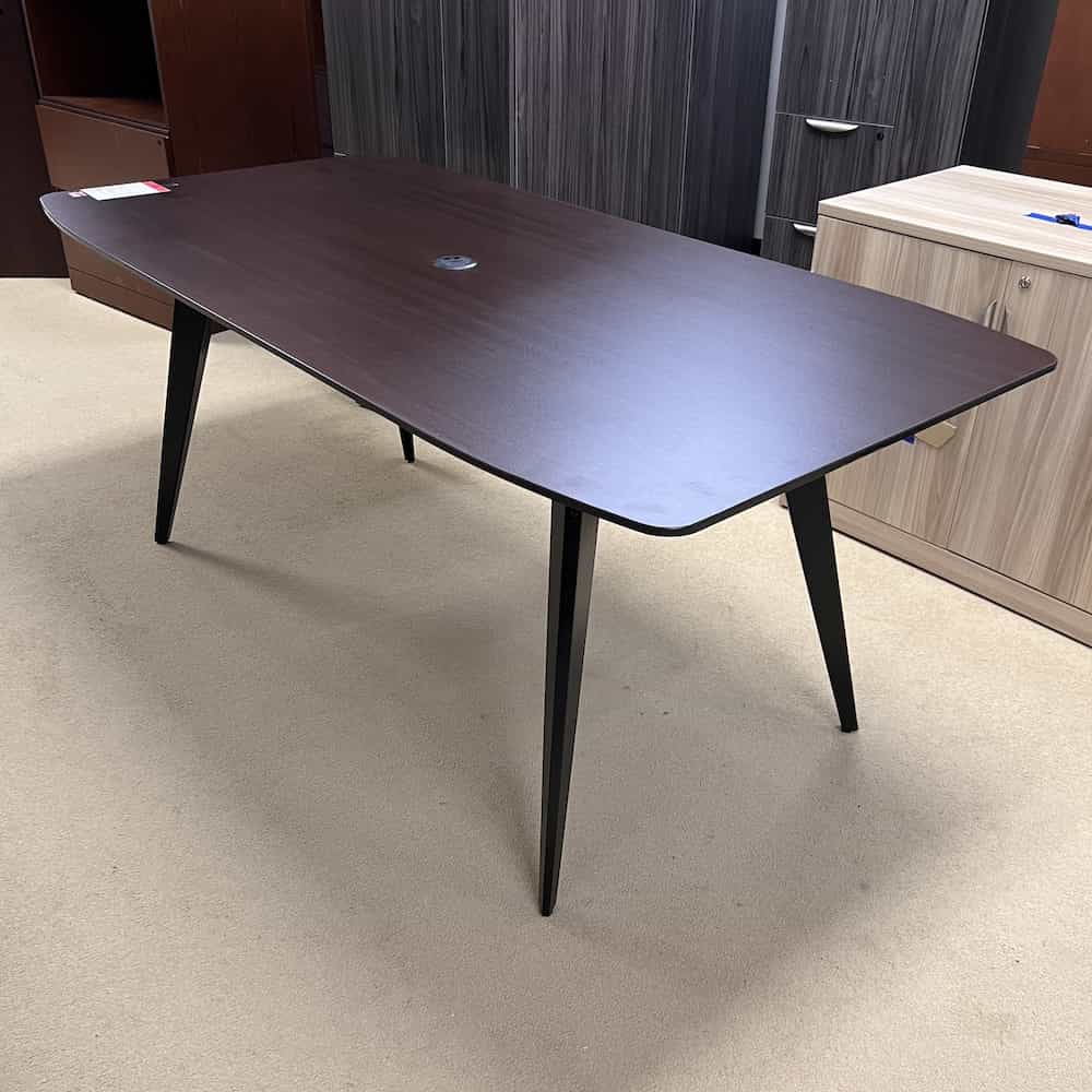 espresso boat shaped conference table laminate 6 ft