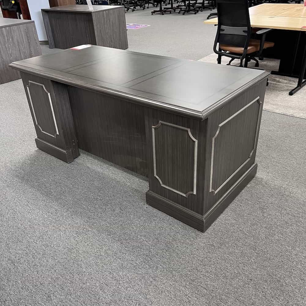 grey executive traditional abbey collection desk custom repaired