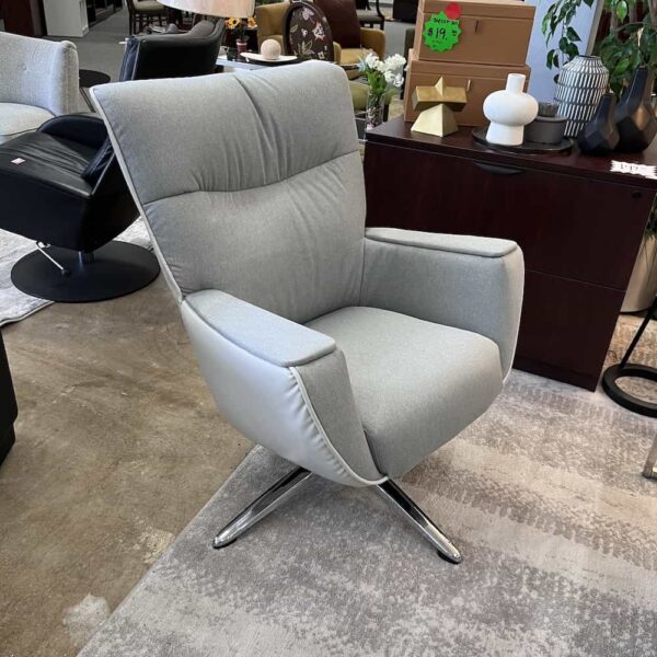 grey upholstered chair swivel lorell chrome legs