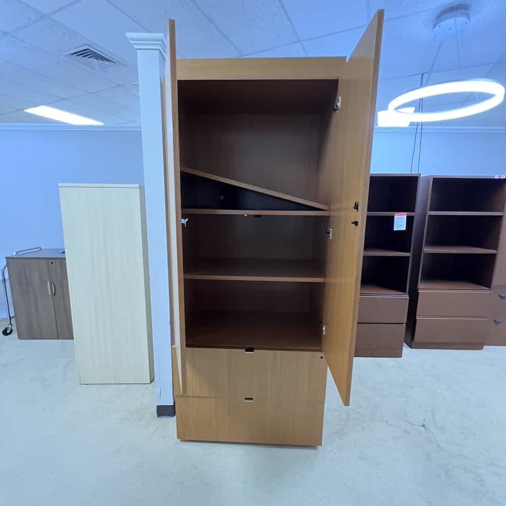 honey large storage cabinet with 2 drawer lateral knoll brand