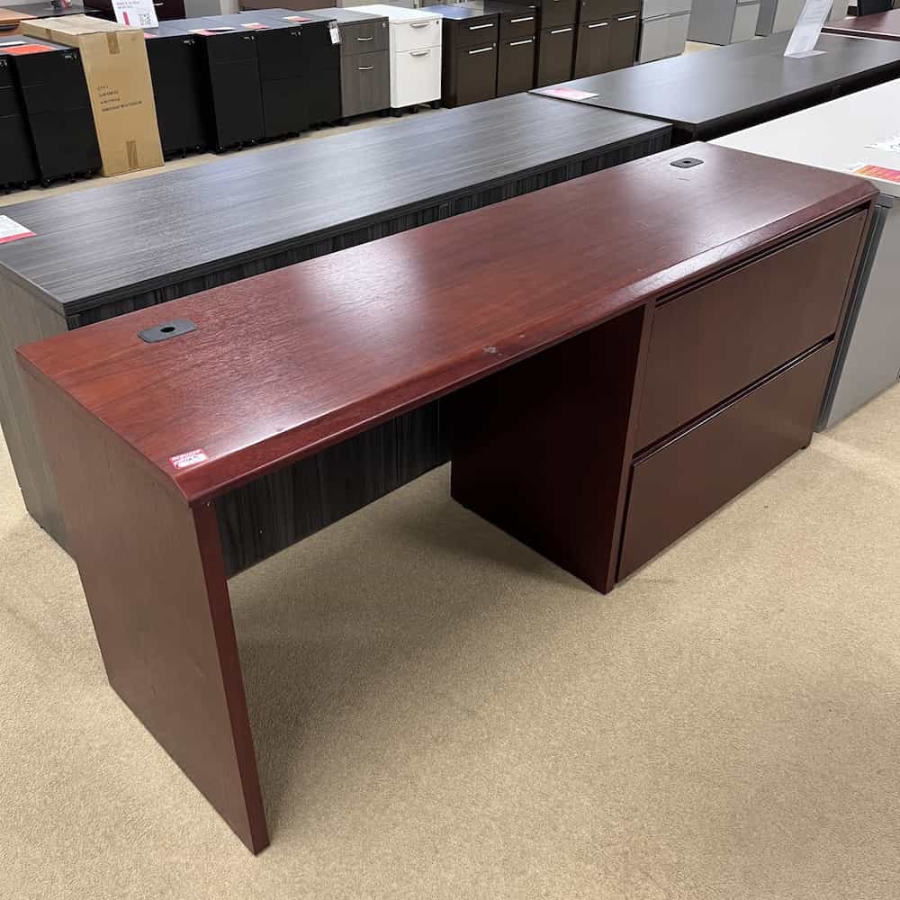cherry credenza desk vintage steelcase veneer wood 2 drawer lateral