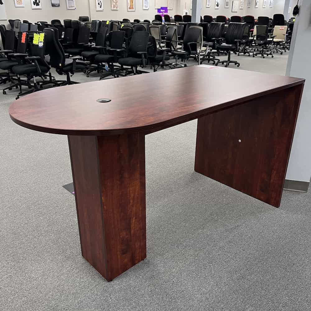 mahogany bullet nose bar height collaboration table laminate with base cabinet