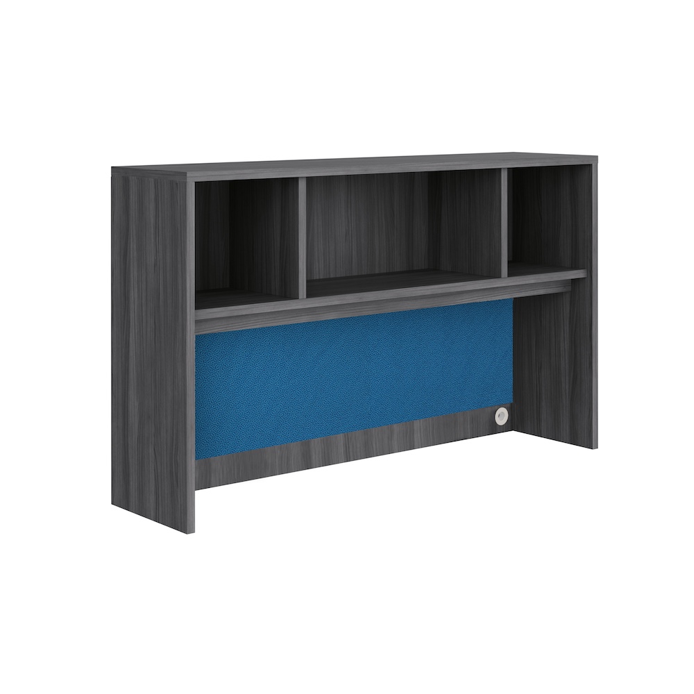coastal grey hutch with blue pin board, new office furniture, laminate