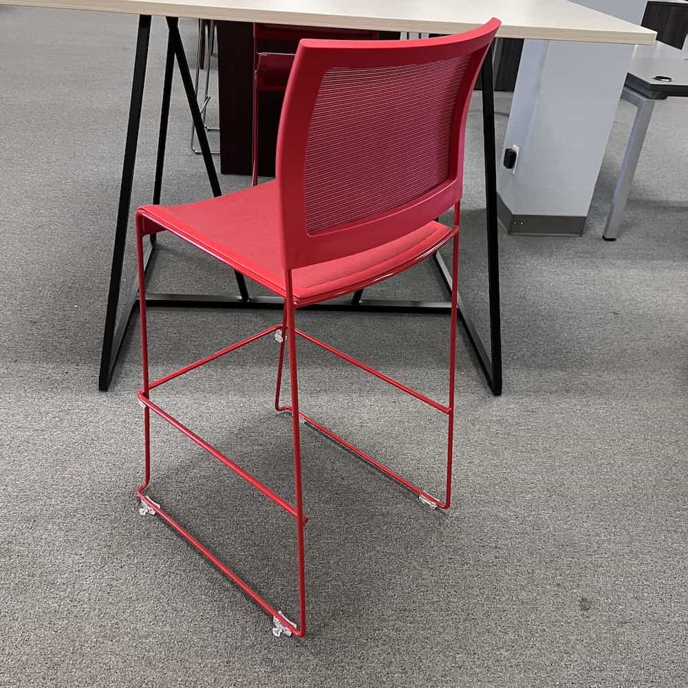 red stacking mesh bar height stool break room