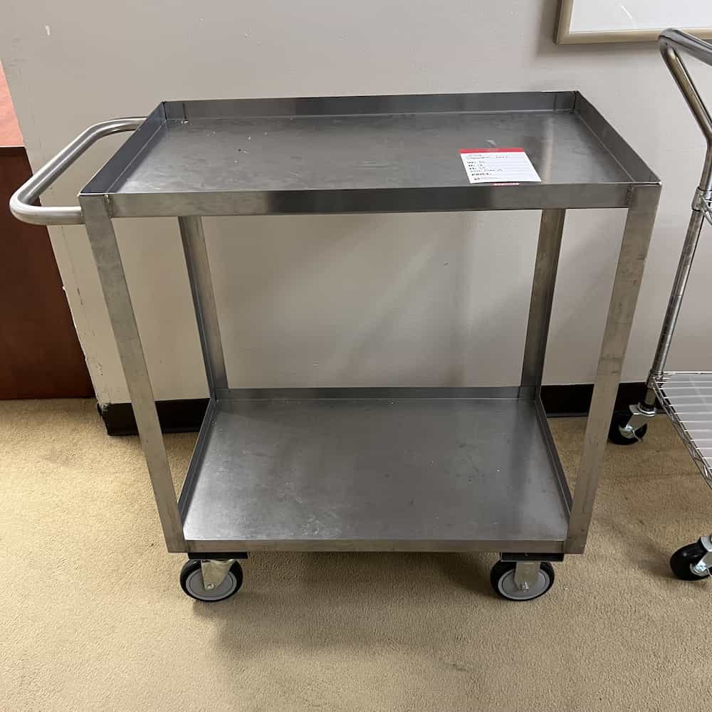 silver stainless steel cart rolling uline