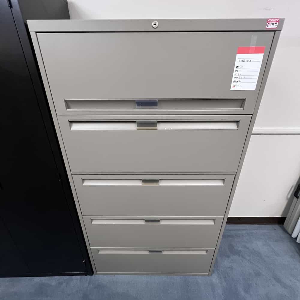 tan metal 5 drawer lateral steelcase