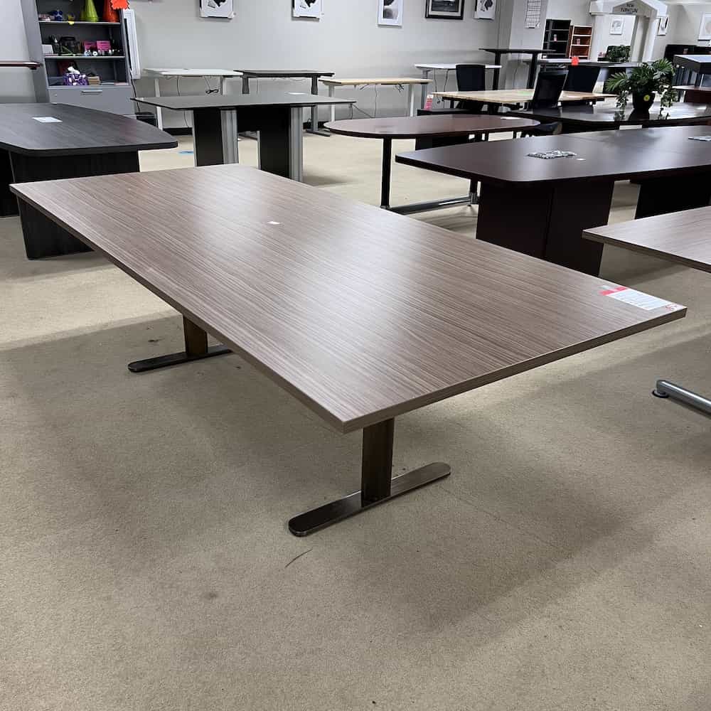 HBU walnut rectangle conference table with bronze metal legs 8 ft