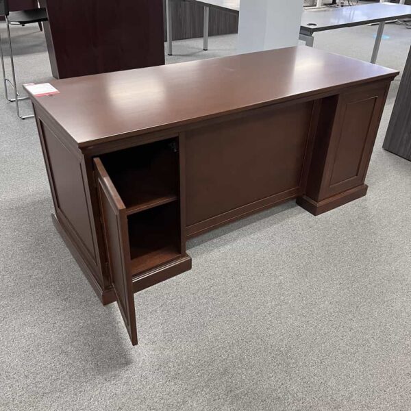 NBS executive l-desk missing return cherry veneer brown