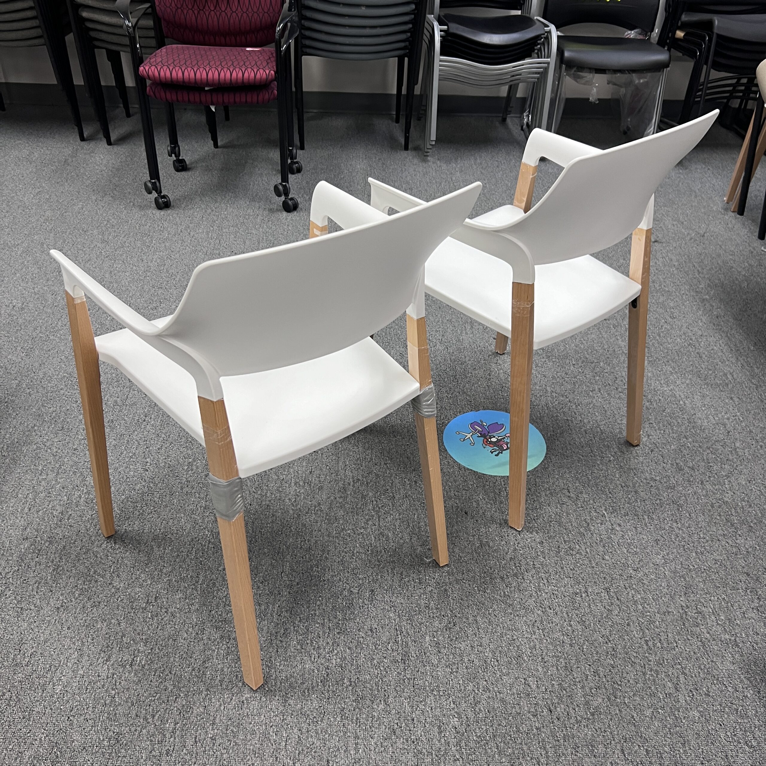 white plastic and wood stacking chairs lorell