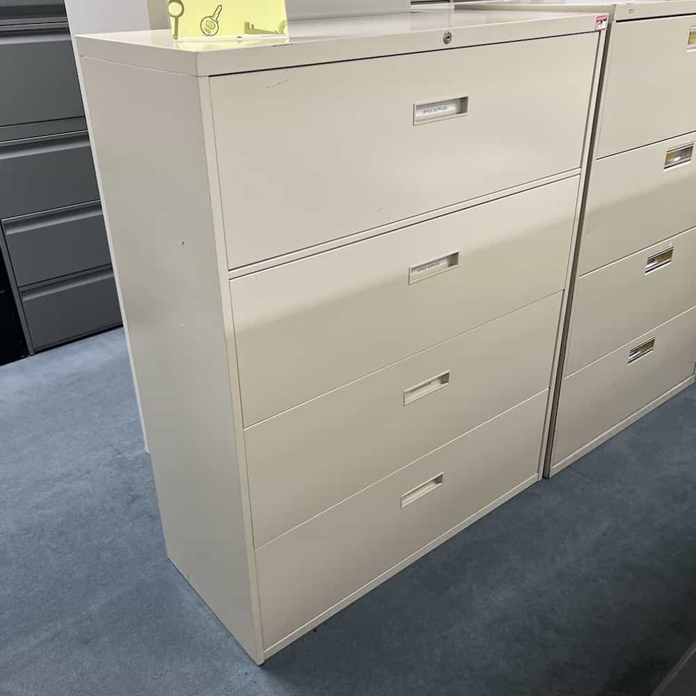 beige metal 4 drawer lateral steelcase used file cabinet