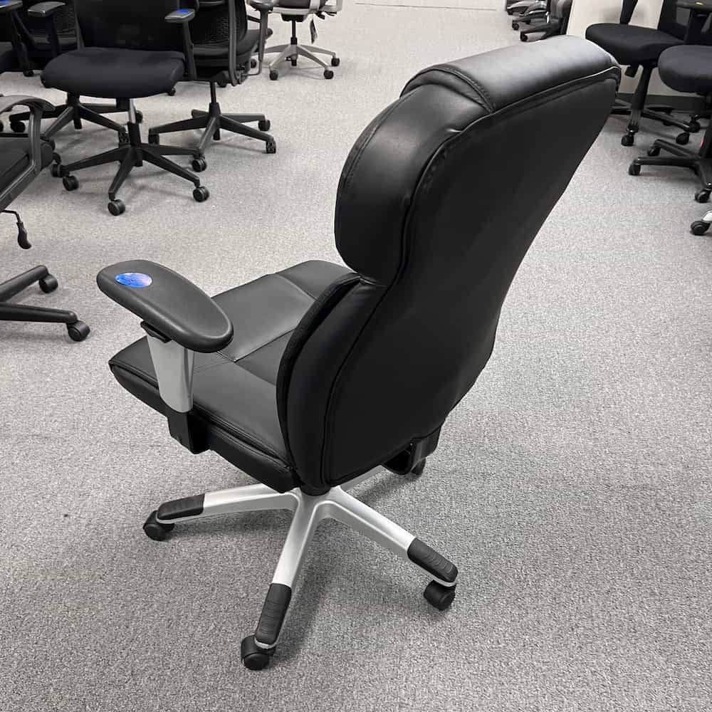 black plush executive chair with grey accents