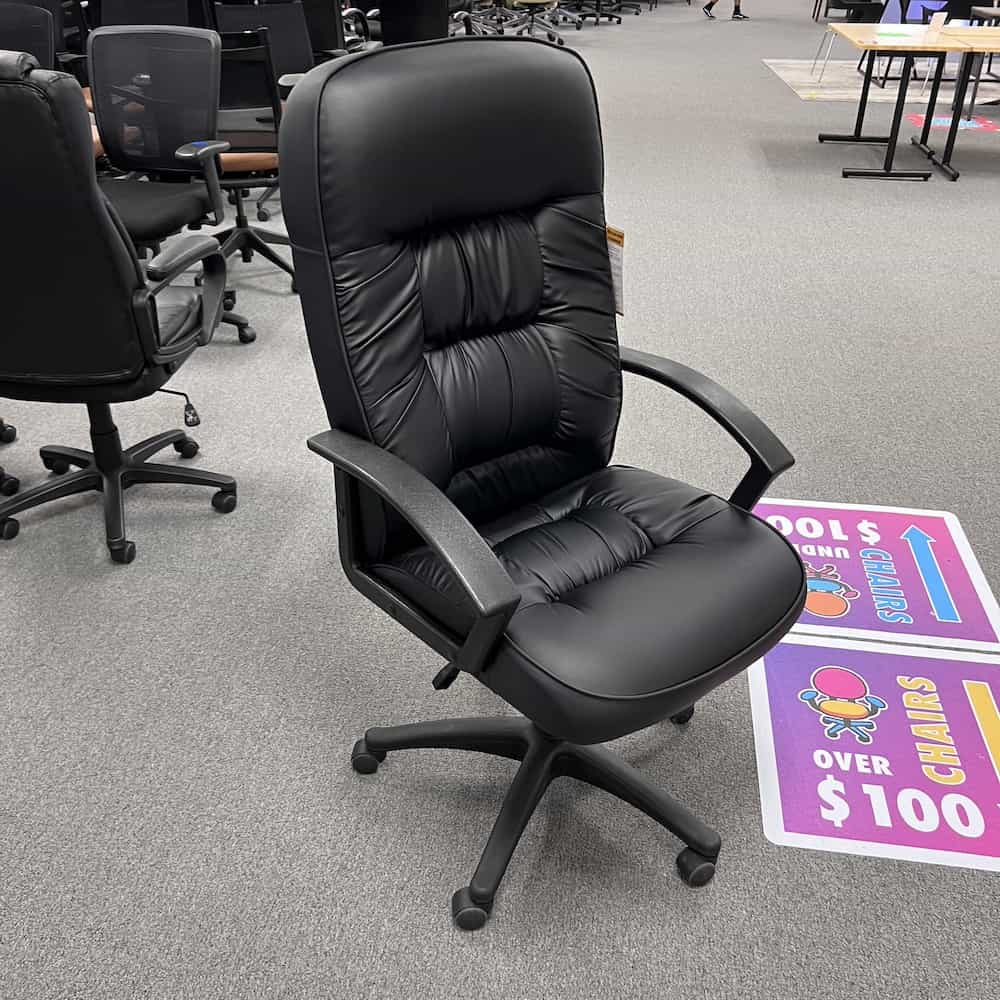black plush executive lorell high back chair fixed arms
