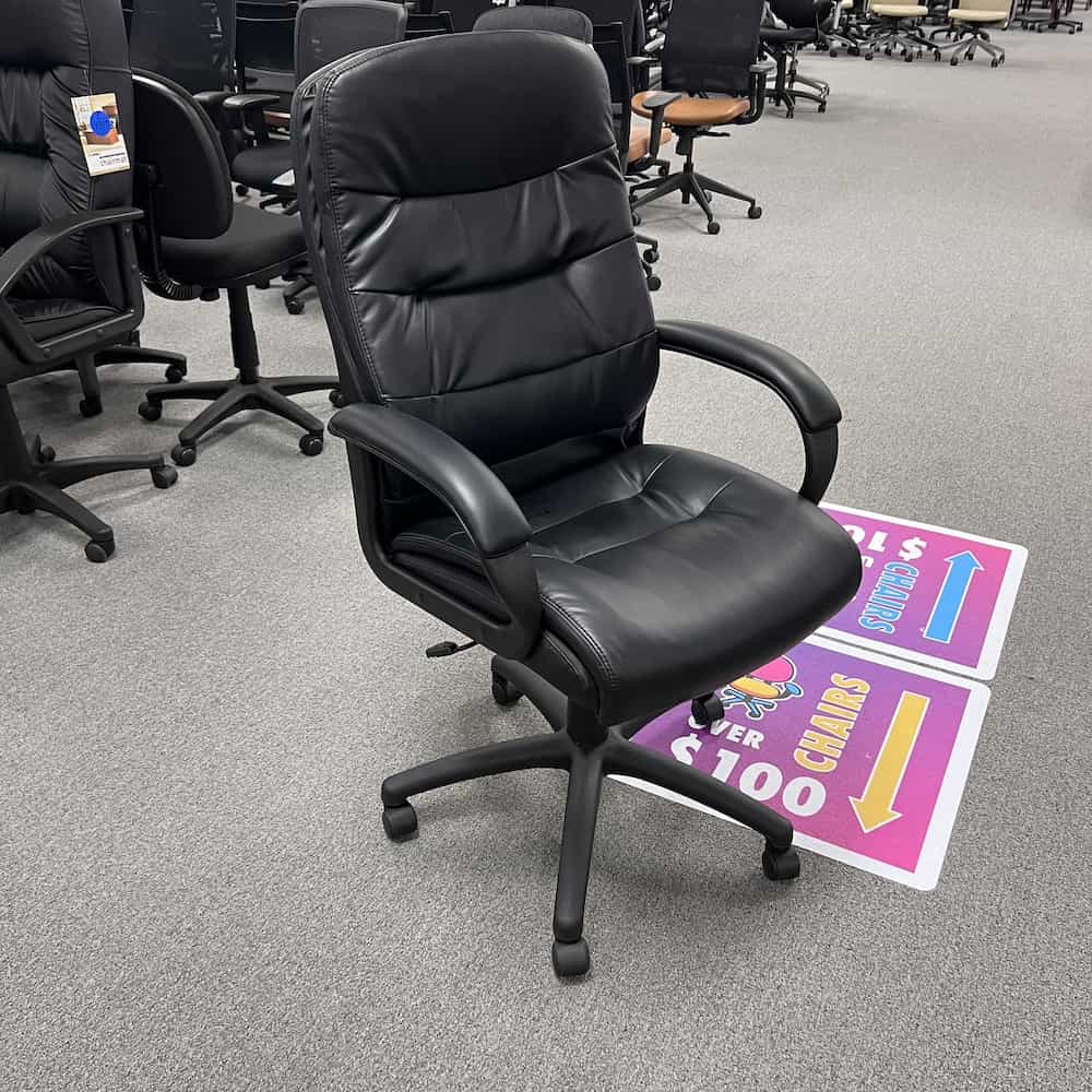 office star black vinyl plush high back executive chair