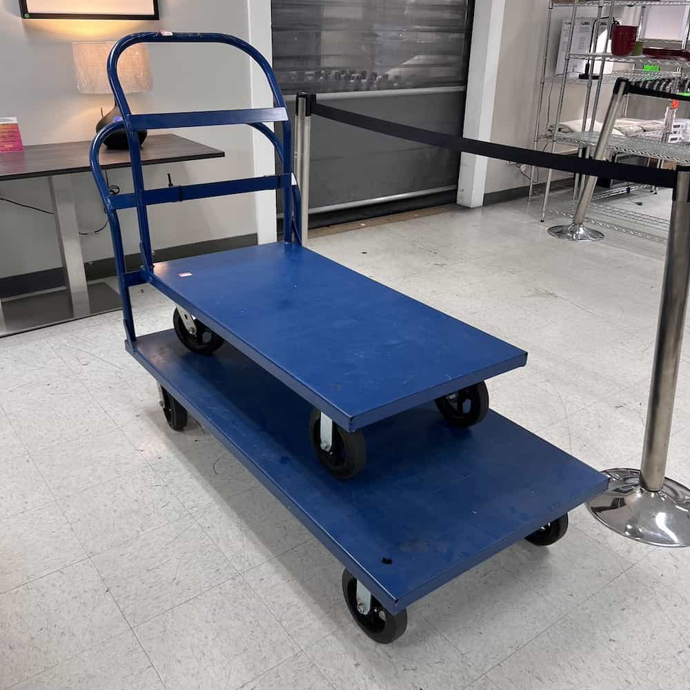 60" W x 30" D Uline Blue Metal Welded Platform Truck Office Furniture