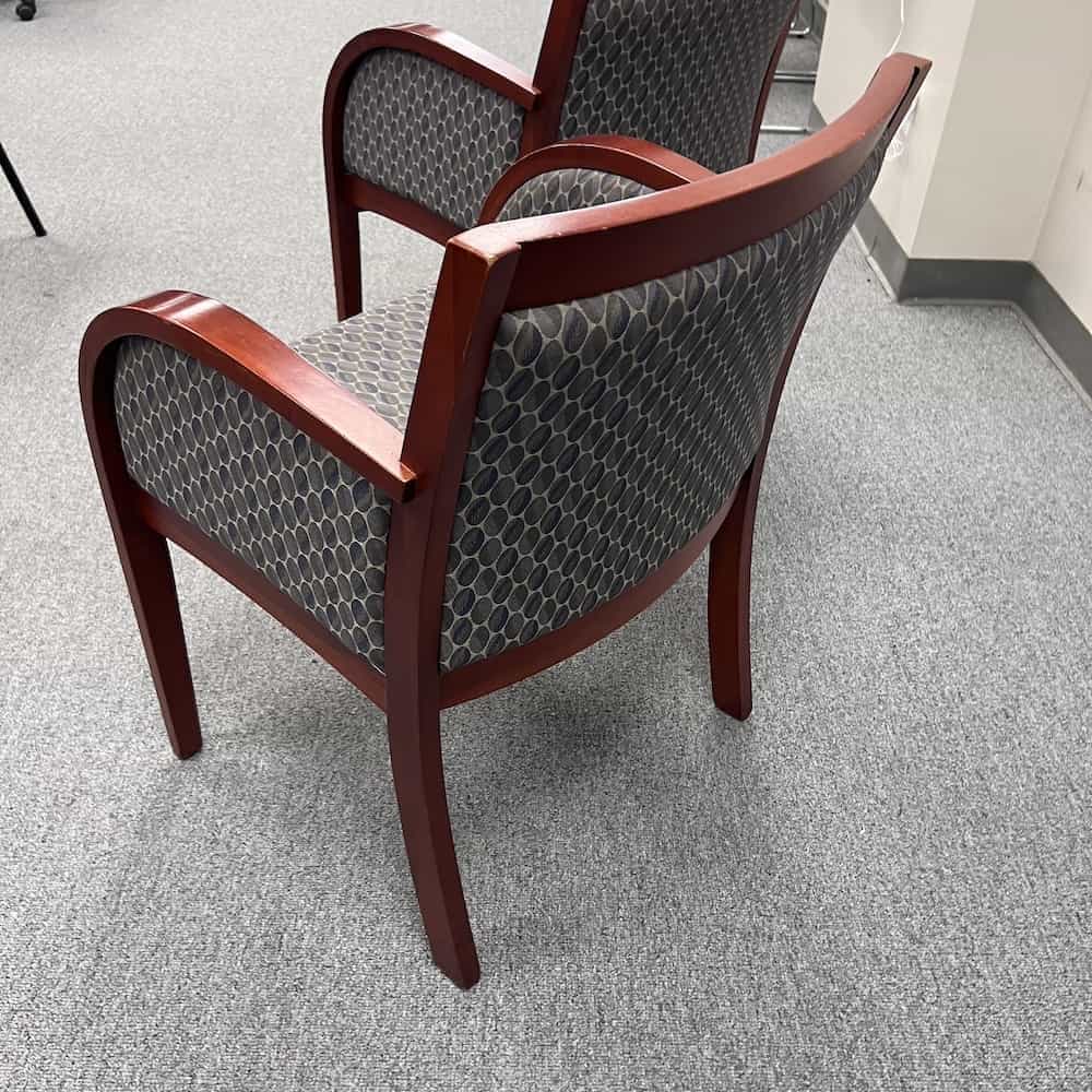 krug used guest chair cherry and grey pattern upholstery