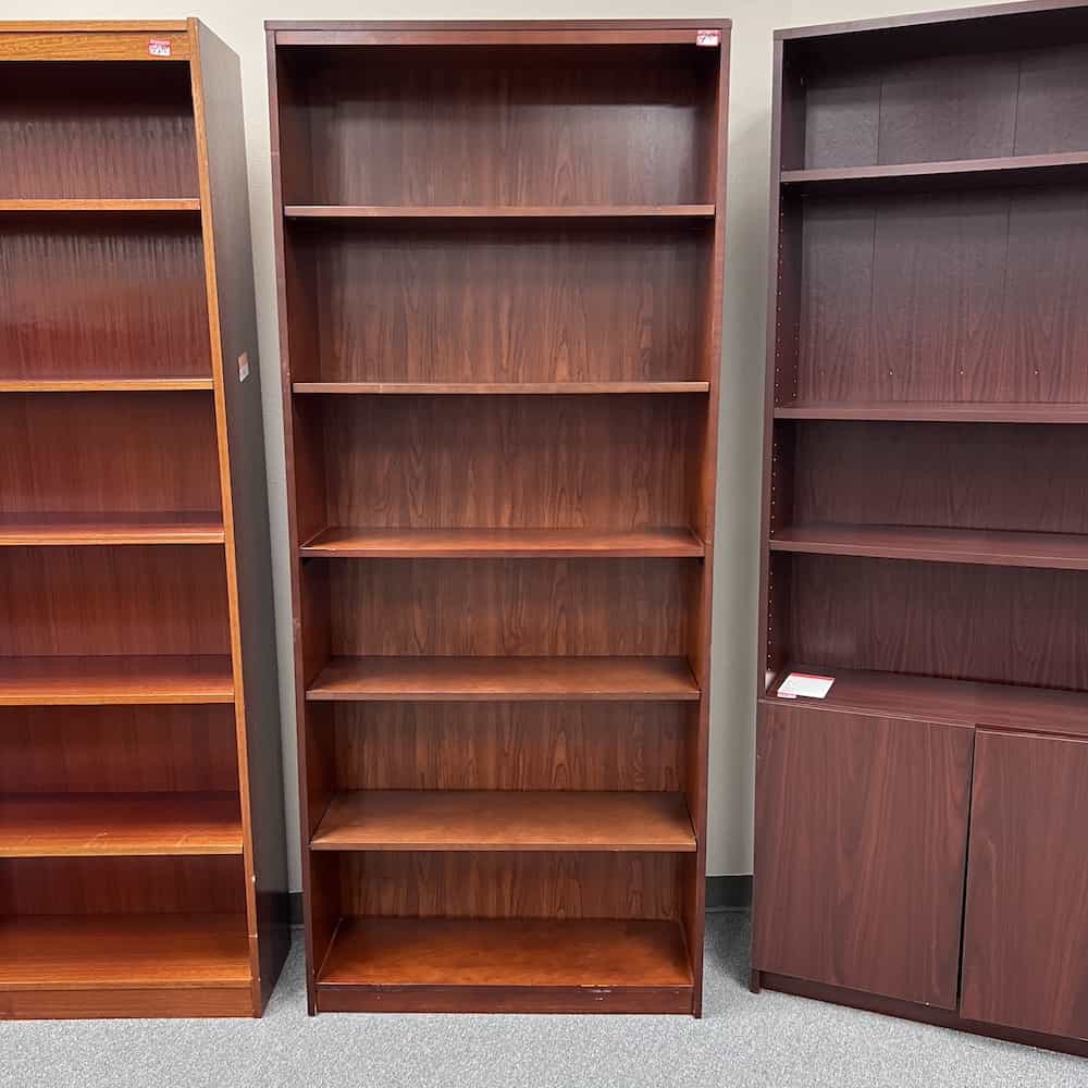 84" High Cherry Veneer Bookcase 5 Shelves