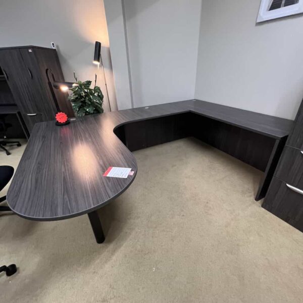 coastal grey laminate u-desk right return bullet nose shell