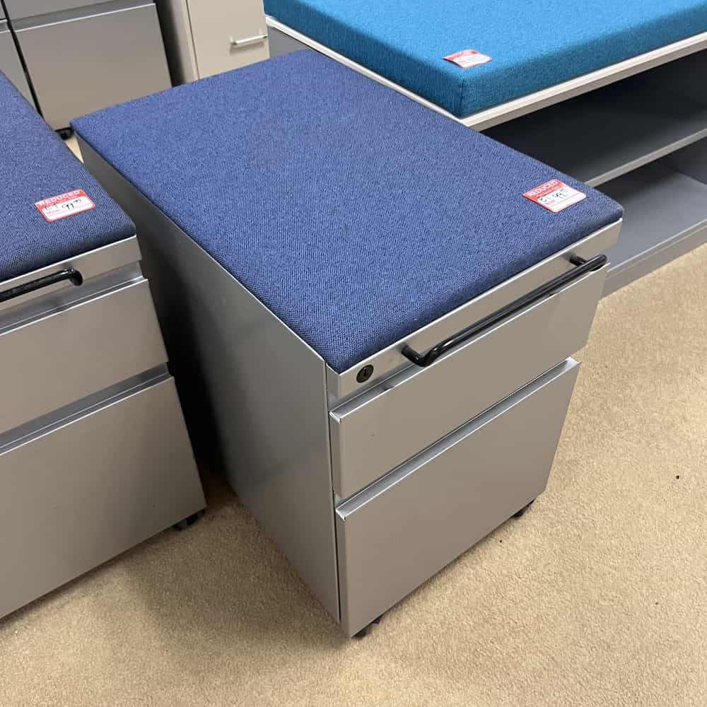 blue cushion to box file rolling pedestal file knoll grey metal base