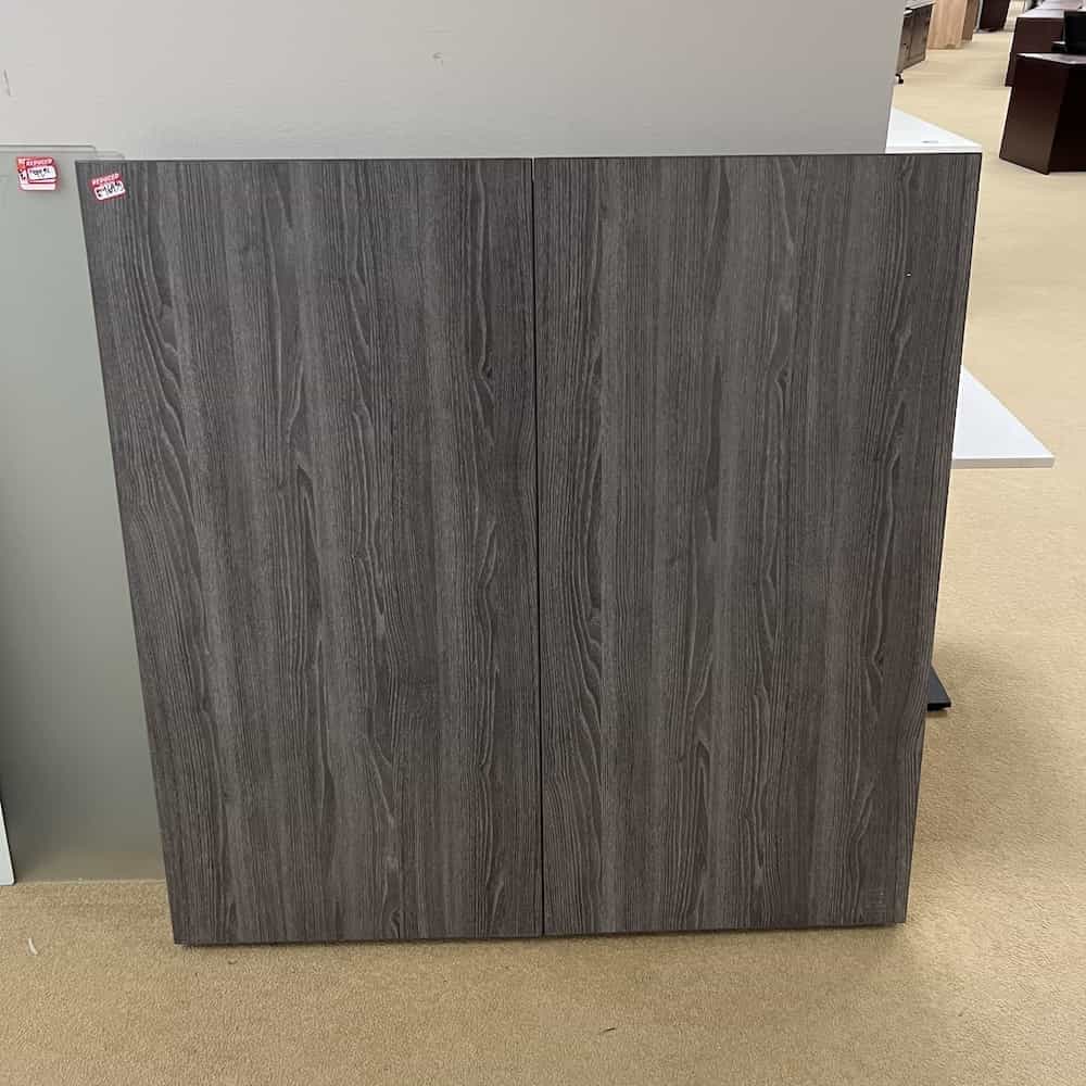 grey wall mount presentation cabinet dry erase laminate