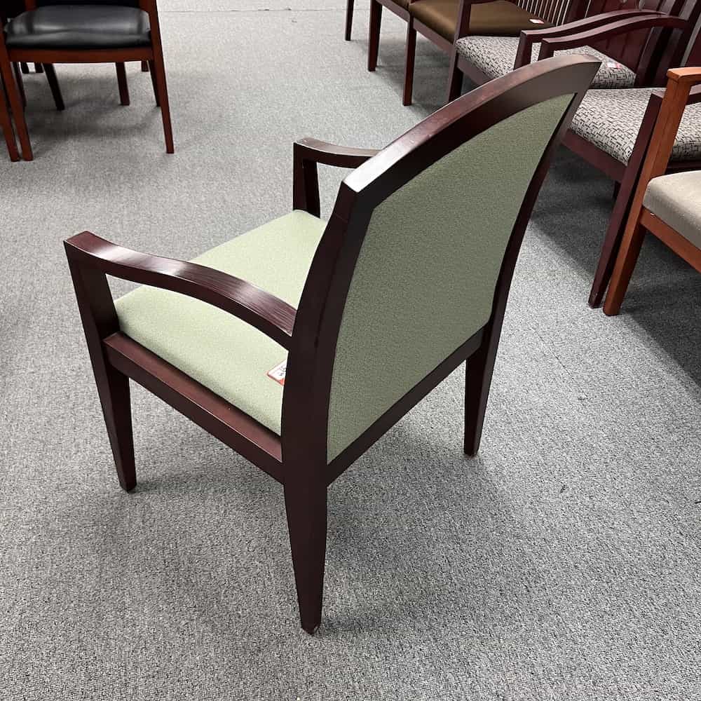 green and mahogany upholstered back guest chair