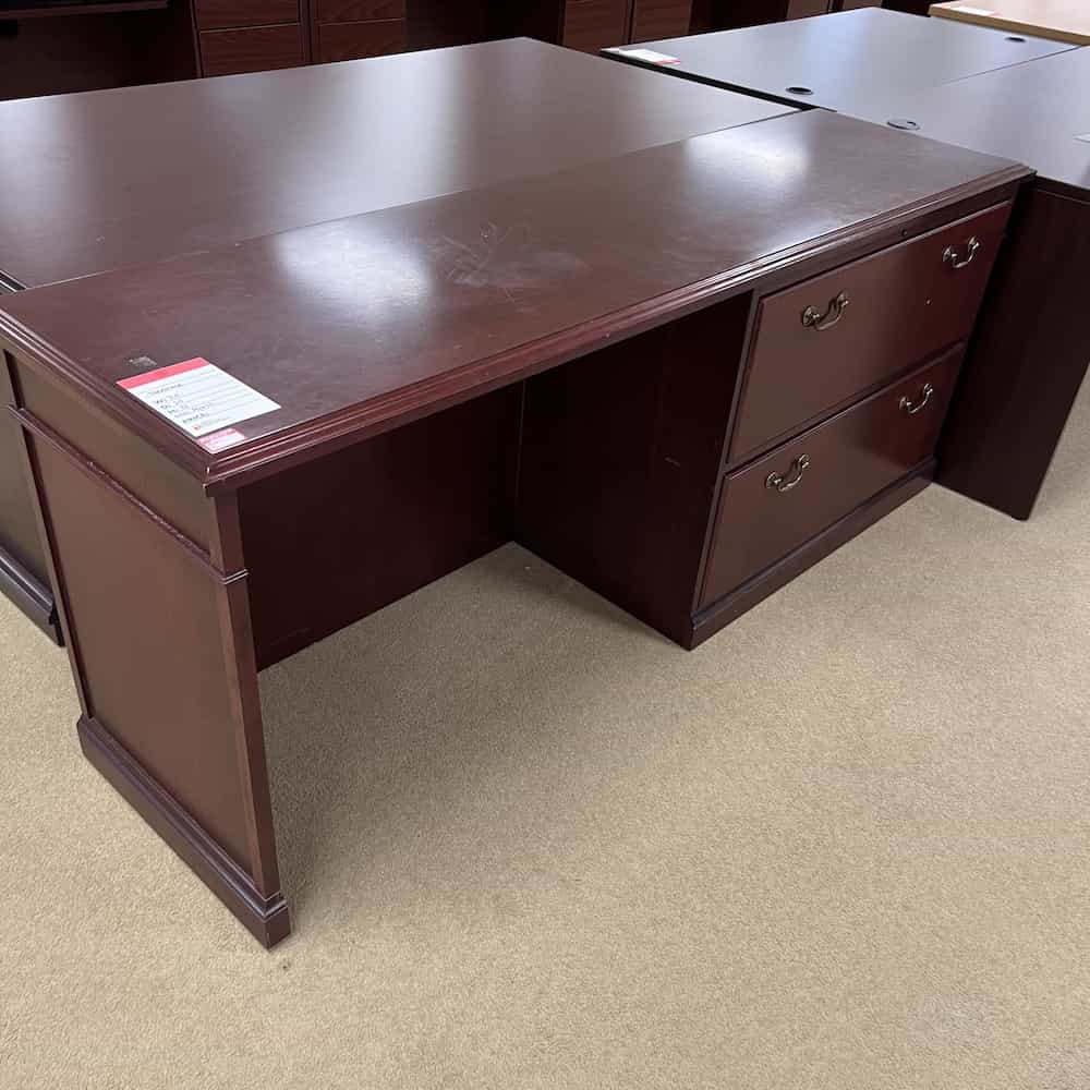 mahogany credenza desk traditional steelcase veneer wood 2 drawer lateral right side