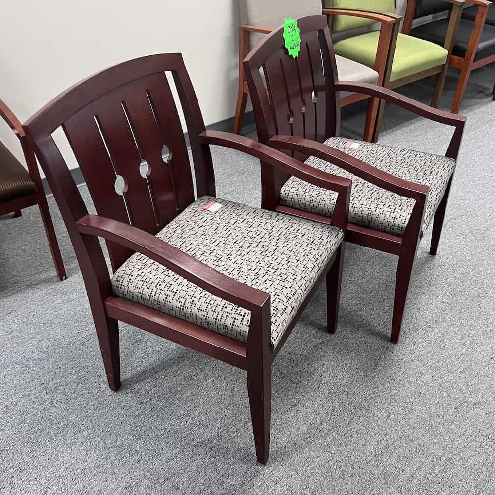 paoli mahogany veneer guest chair with grey circles upholstery paoli office