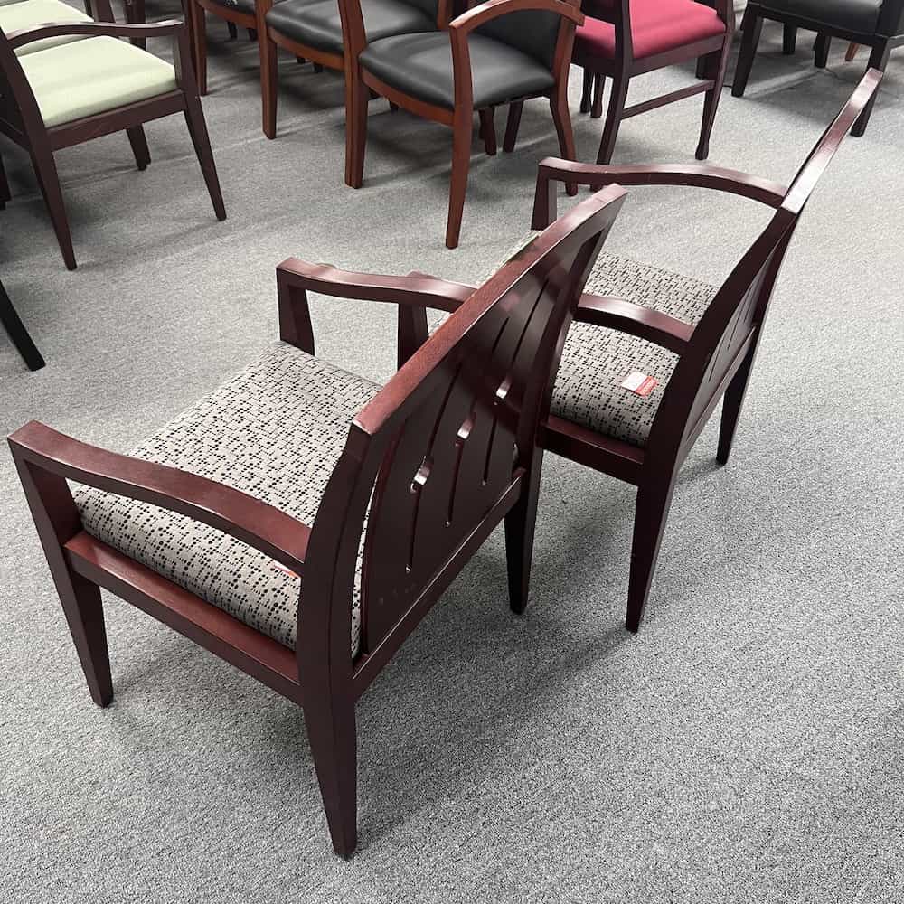 paoli mahogany veneer guest chair with grey circles upholstery paoli office