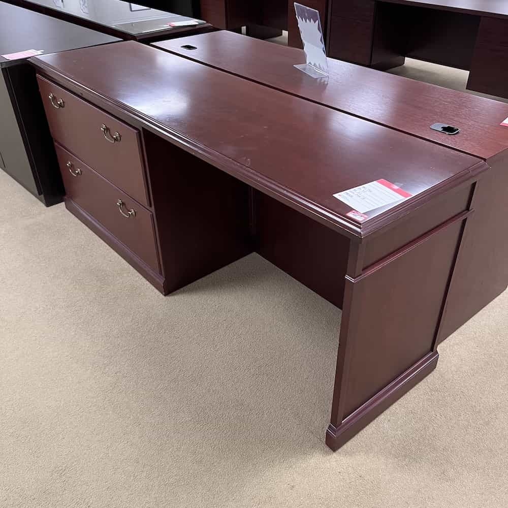 mahogany credenza desk traditional steelcase veneer wood 2 drawer lateral left side