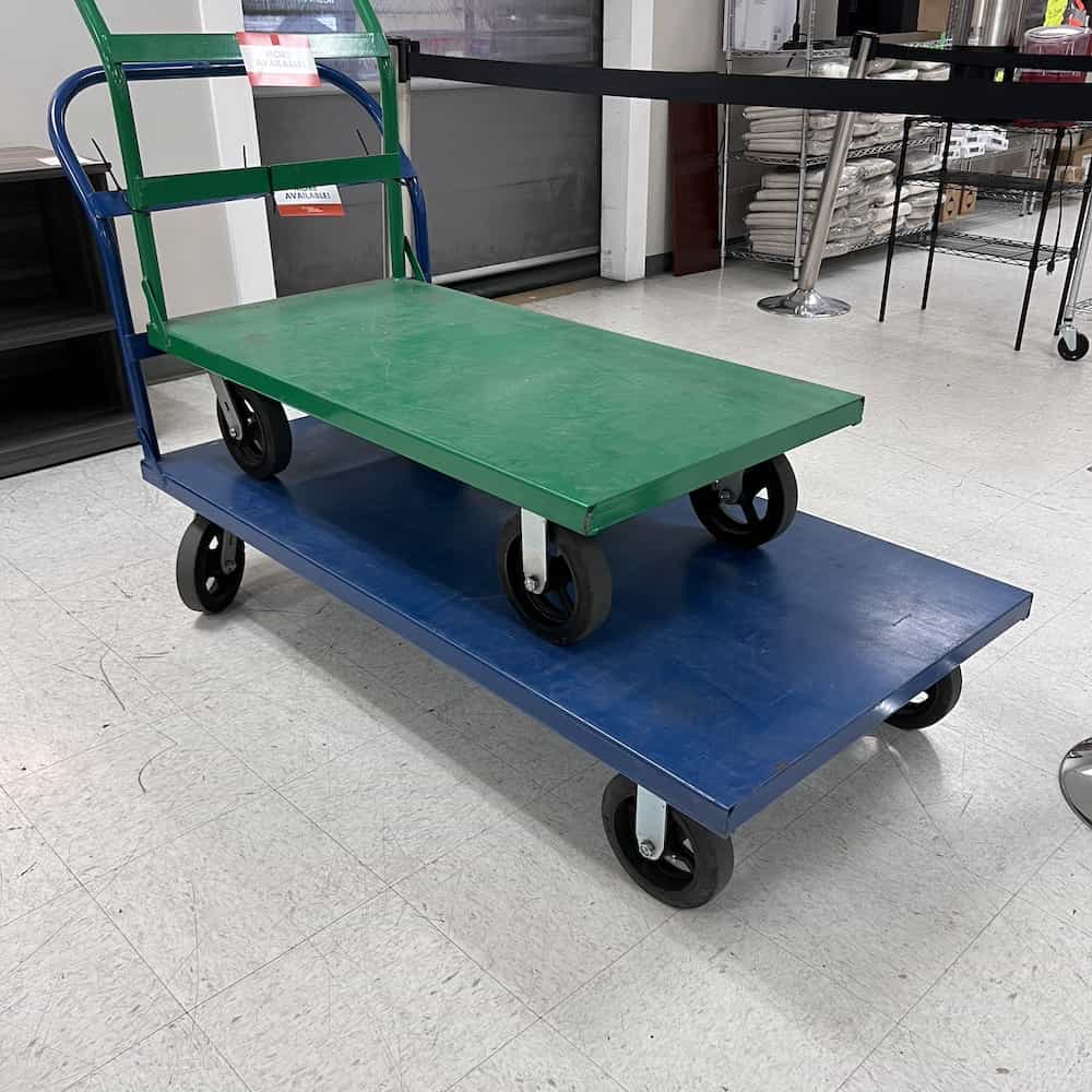 blue metal rolling cart platform truck uline